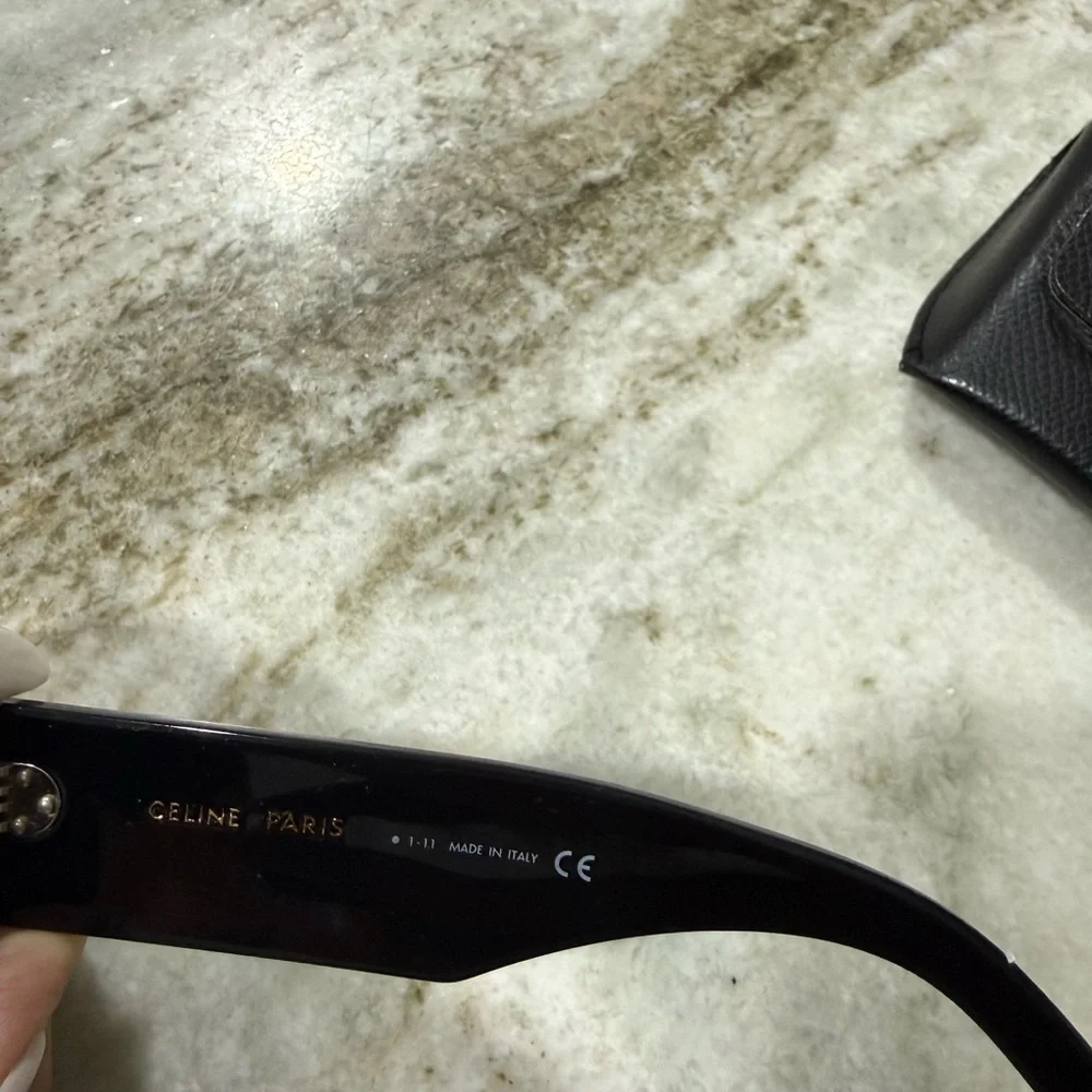 Celine Black Rectangular Sunglasses with Case - Picture 10 of 11